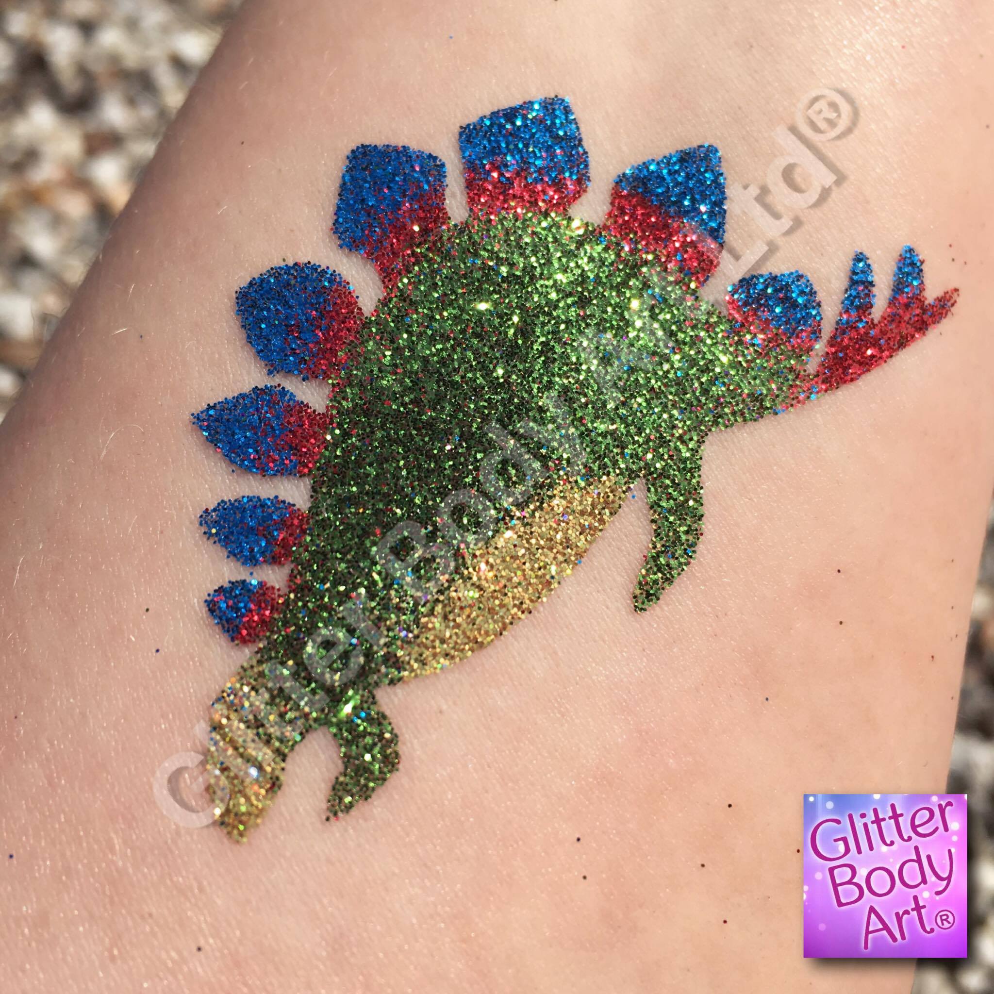 dinsosaur dinsoaur temporary tattoo stencils, stegosaurus dinosaur glitter tattoo
