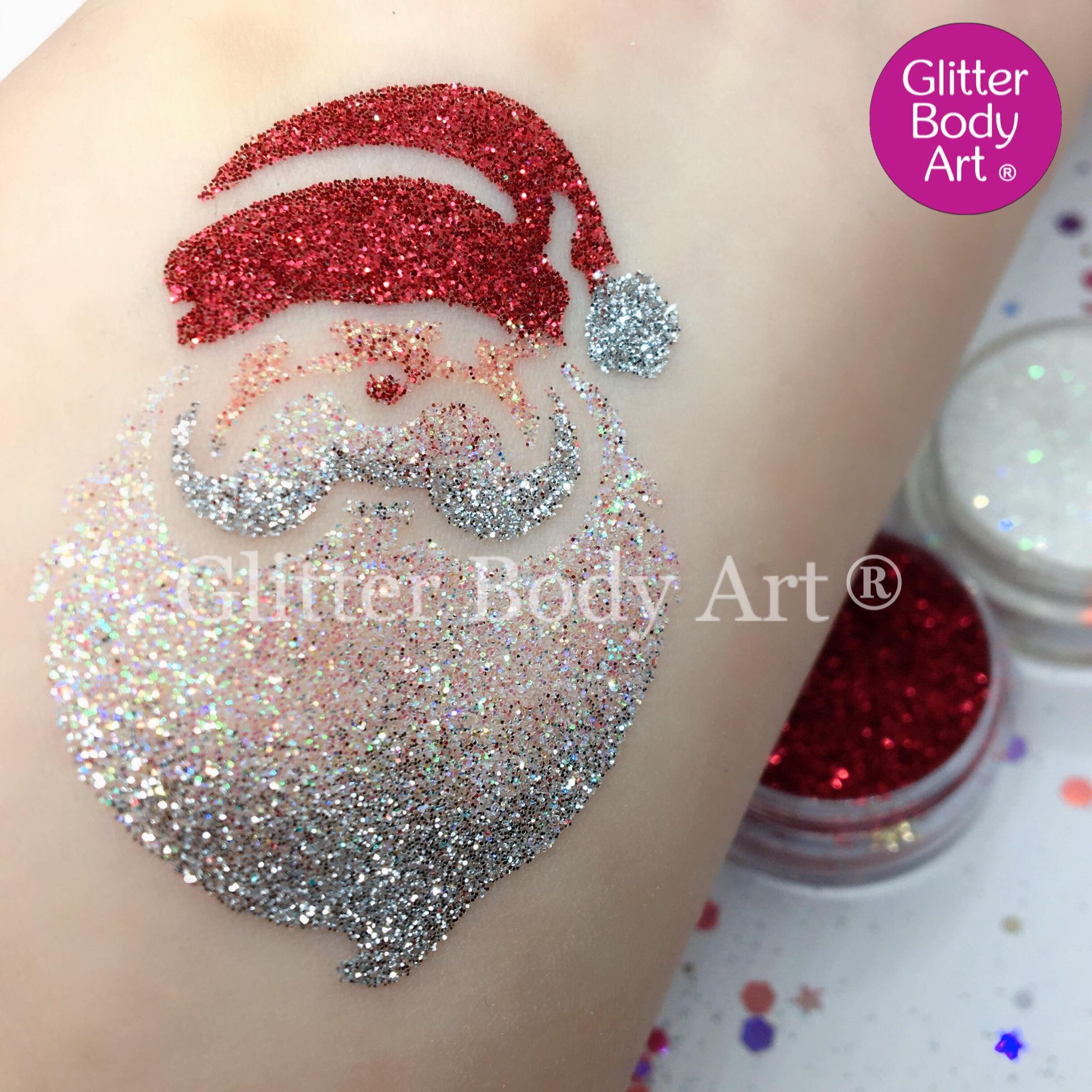 Santa Stencil santa stencil, father christmas stencil, santa glitter tattoo, santa template, santa temporary tattoo