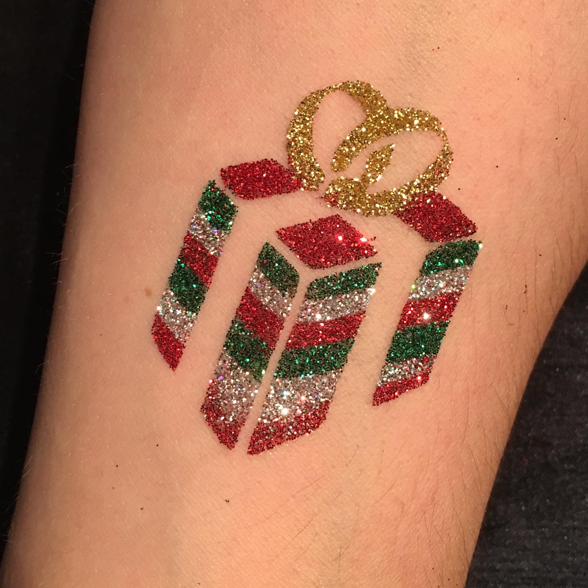 Christmas Present Tattoo christmas present glitter tattoo, temporary tattoo stencil