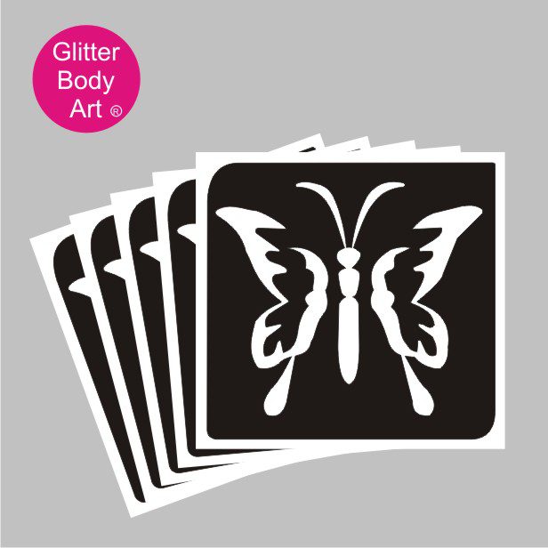 butterfly_glitter_tattoo_stencil_082 pretty butterfly temporary tattoo stencil with tear drop wings