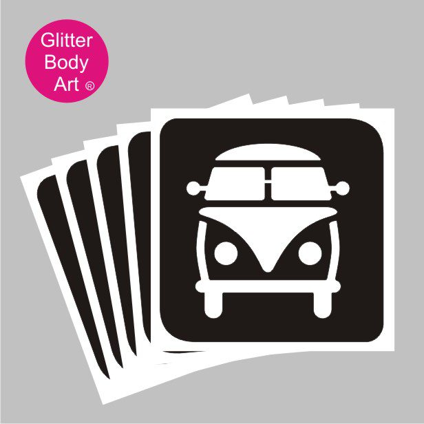 campervan_glitter_tattoo_stencil_043 VW Campervan stencil for temporary tattoos, Vdub events logo