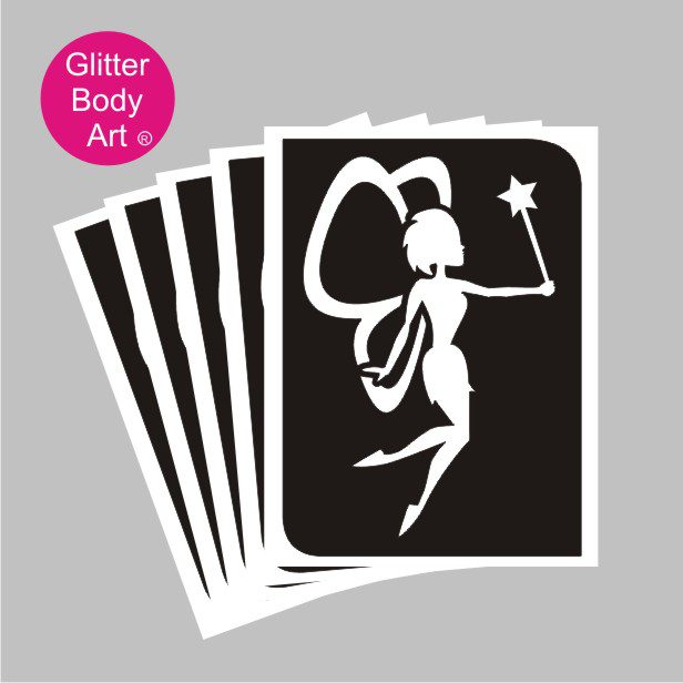 fairy_glitter_tattoo_stencil_130 Tinkerbell fairy glitter tattoo stencil, temporary tattoos for girls, set of 5 or 25 templates