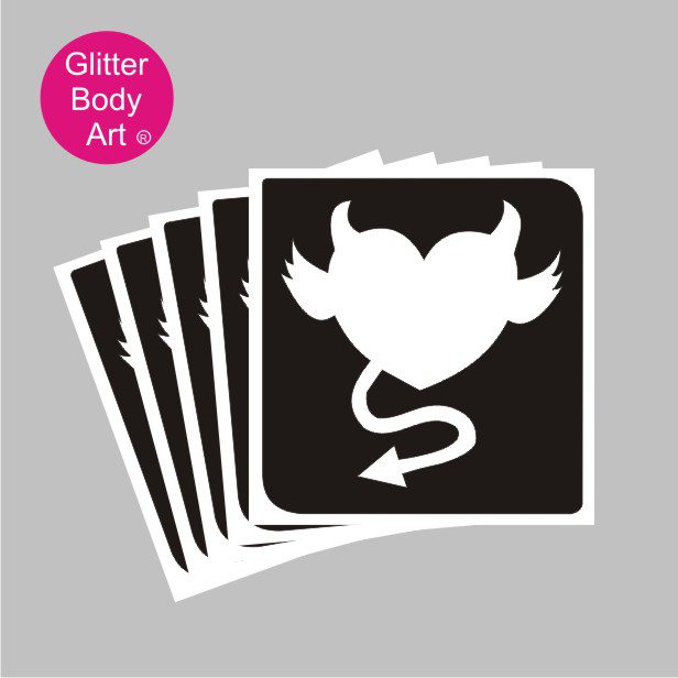 heart_glitter_tatto_stencil_125 Devil heart temporary tattoo