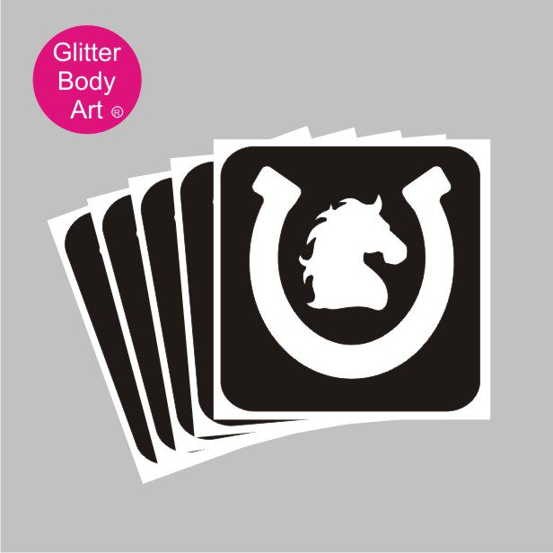 horse shoe glitter tattoo stencil 015 horseshoe with horse head temporary tattoos stencils