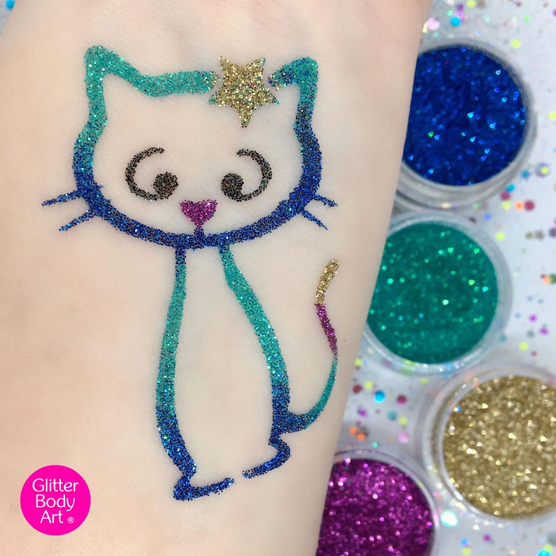 mimi cat glitter tattoo stencil mimi cat glitter tattoo stencil - Glitter Body Art