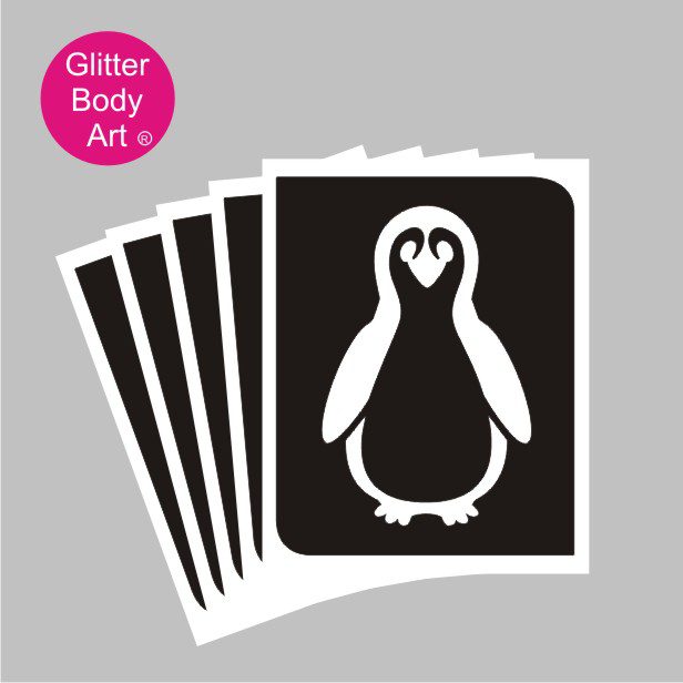 penguin_glitter_tattoo_stencil_018 penguin temporary tattoos stencils