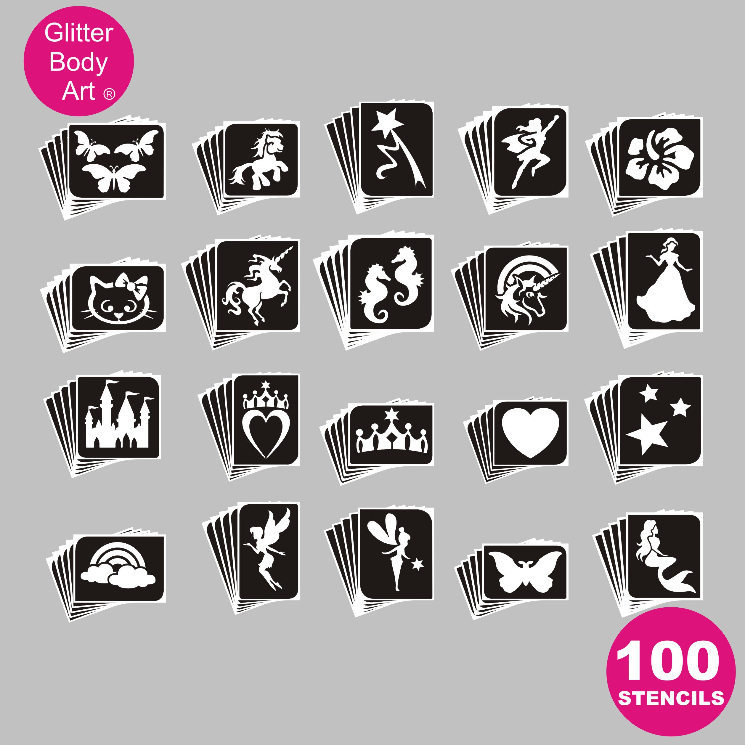 100_pack 100 temporary tattoo stencils for girls princess birthday parties