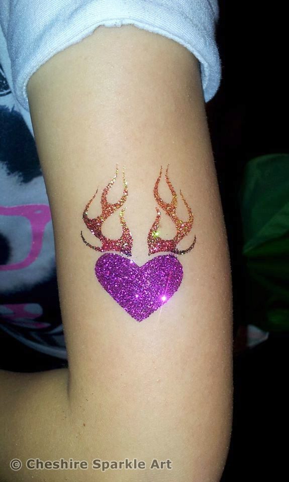 heart flames Cheshire-3 heart with flames temporary tattoo