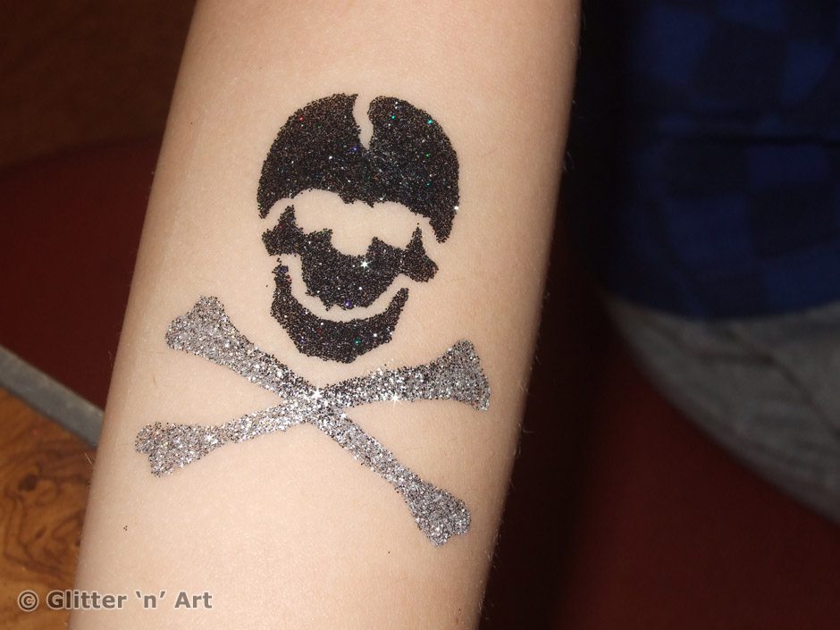 skull and bones skull and bones temporary tattoo stencil, pirate glitter tattoos