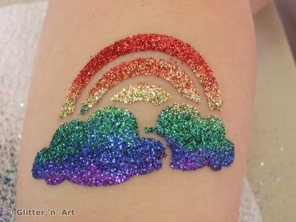Rainbow rainbow glitter tattoo - rainbow temporary tattoo stencil