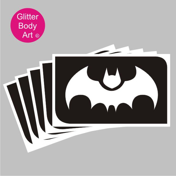 batman glitter tattoo stencil 207 flying bat temporary tattoo stencil