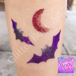 bats and moon Halloween bats and moon temporary tattoo, stencils for glitter tattoos