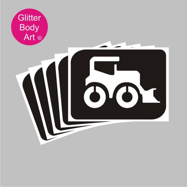 digger_glitter_tattoo_stencil_405 JCB Digger temporary tattoo stencil