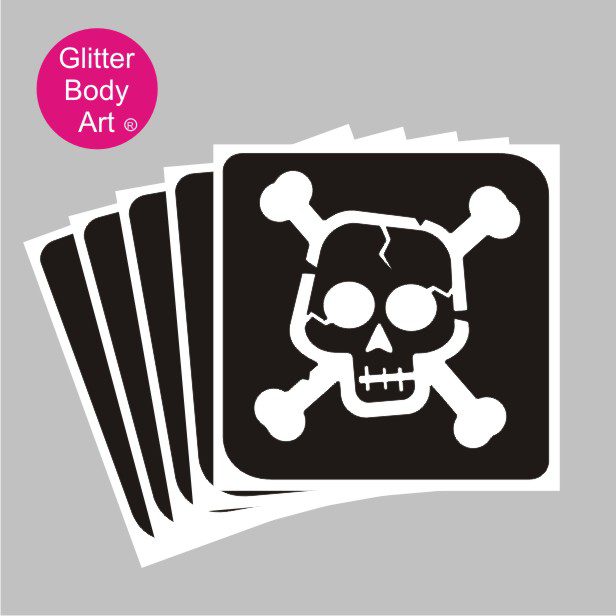 skull glitter tattoo stencil 195 pirates skull and crossbones temporary tattoos stencils