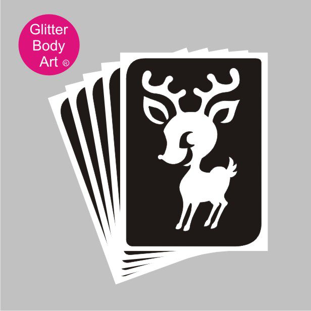 reindeer_glitter_tattoo_stencil_303 Baby reindeer temporary tattoo stencil for glitter tattoos