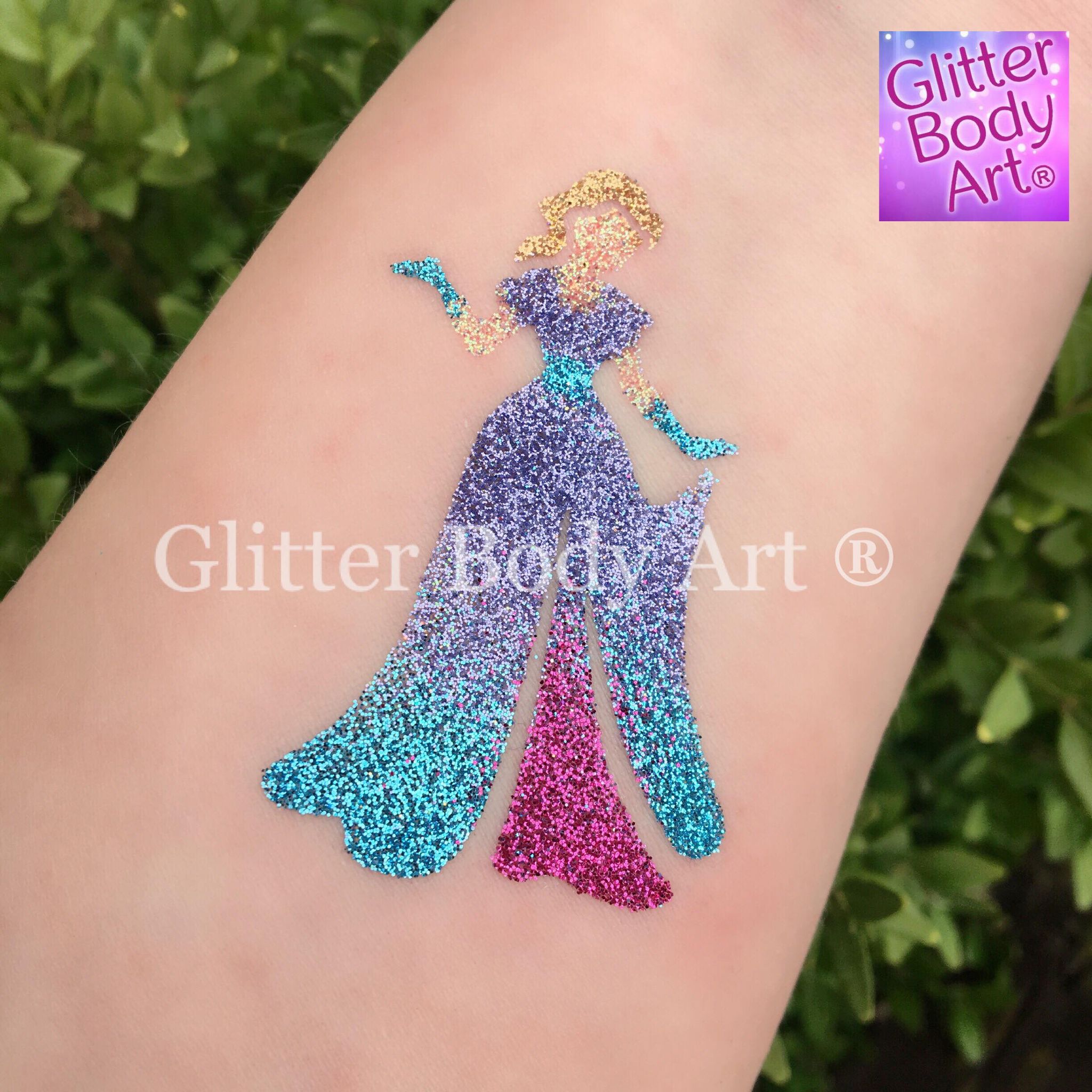 dancing princess 2 Disney Princess Temporary tattoo stencil for princess party glitter tattoos