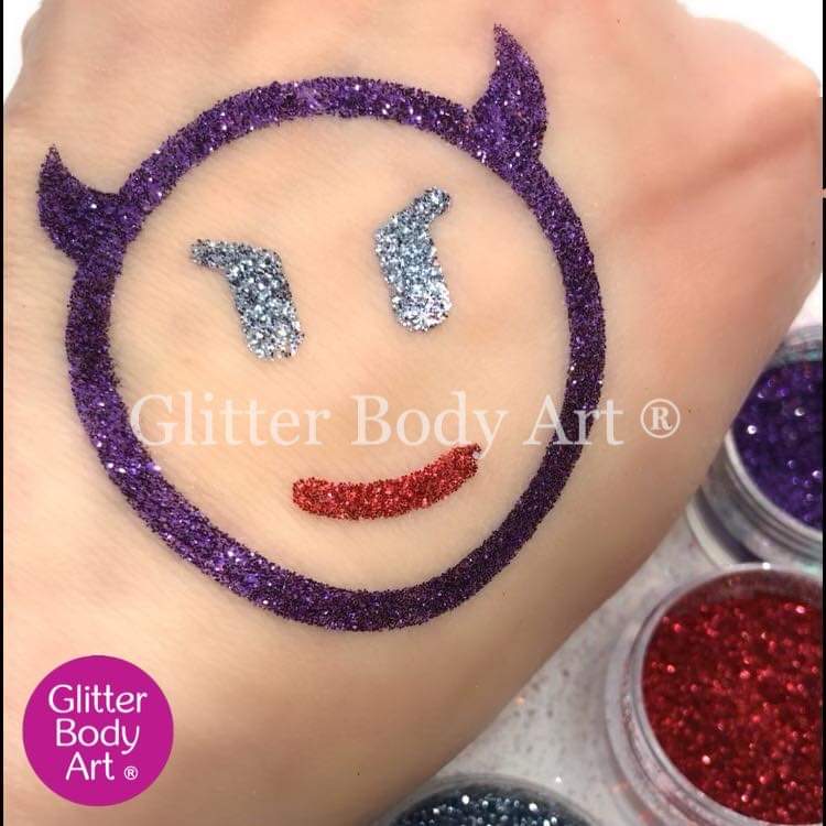 devil emoji Devil Emoji temporary tattoo stencil made with glitter