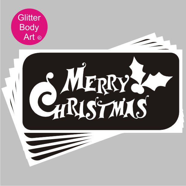 merry christmas glitter tattoo stencil 362 merry christmas word art stencil for tattoos and arts