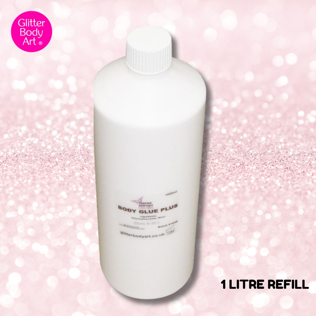 1 LITRE REFILL (1) SKIN SAFE BODY GLUE REFILL BULK BUY GLUE FOR GLITTER TATTOOS