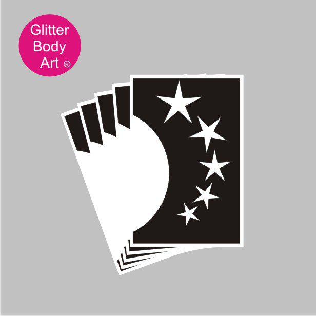 ebony_v_glitter_tattoo_stencil_005 stars face temporary tattoo for kids