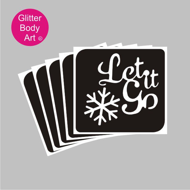 frozen glitter tattoo stencil 369 let it go frozen wordart temporary tattoo stencil