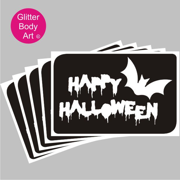 happy halloween glitter tattoo stencil 363 happy halloween word art temporary tattoo stencil