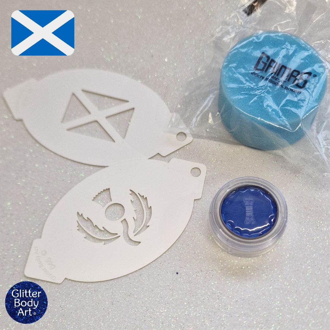 scotland face painting kit ebay Scotland Face Paint kit with Grimas face paint and reusable stencil designs