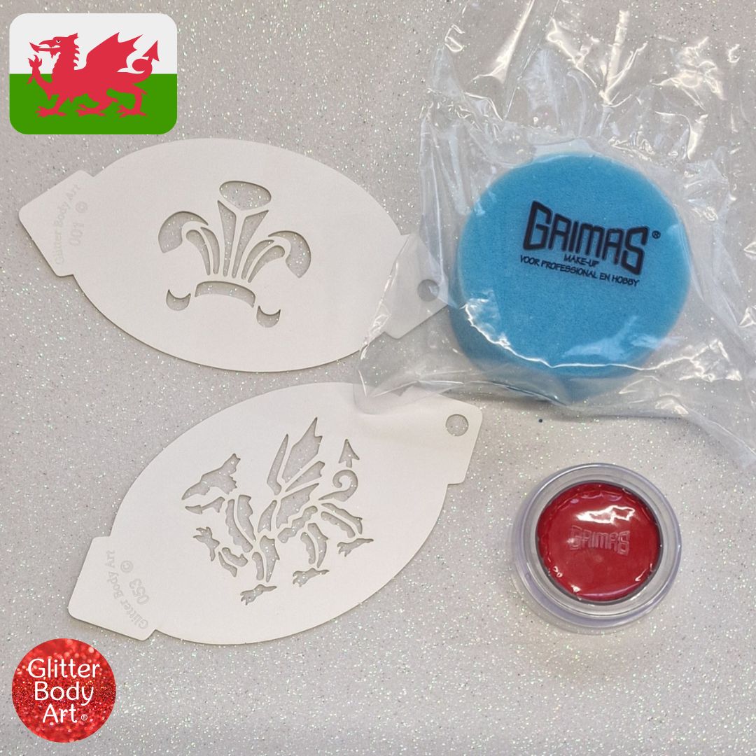 wales face painting kit ebay Wales face painting kit, welsh dragon stencil template and Grimas facepaint
