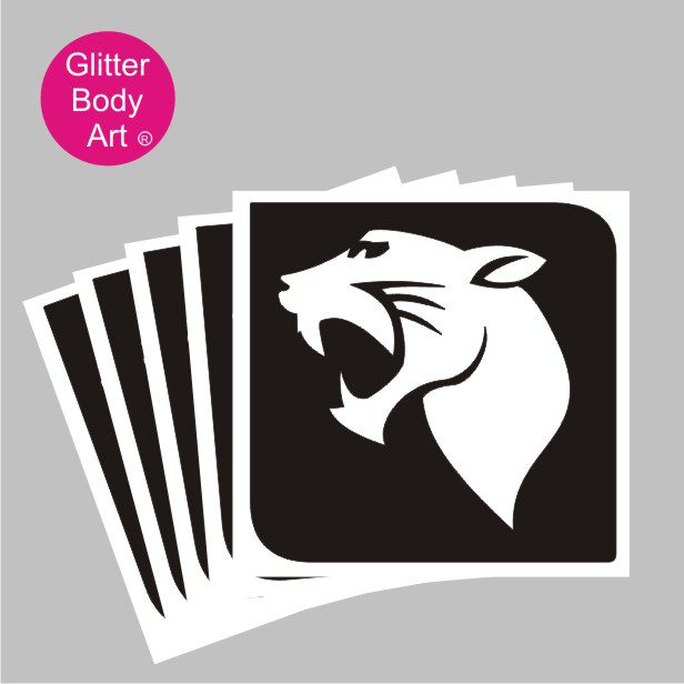 panther_glitter_tattoo_stencil_034 black panther temporary tattoo, tiger stencil,