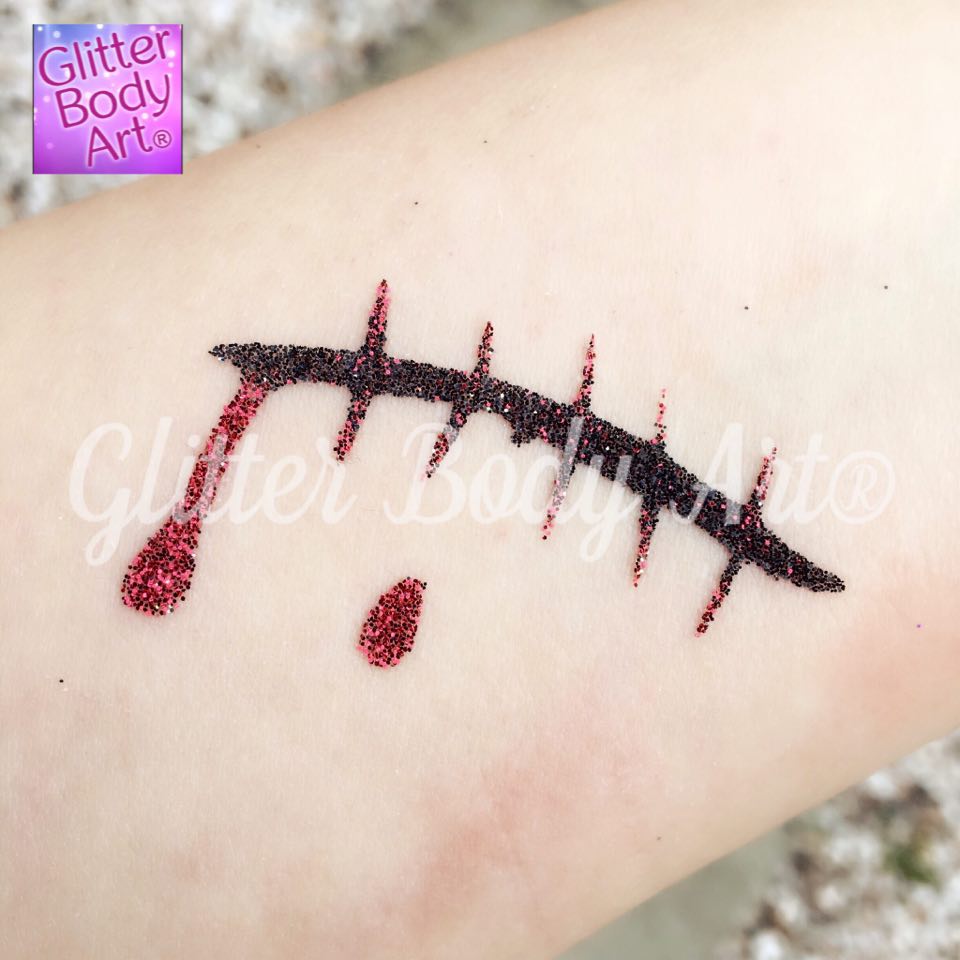 Scar tattoo scar glitter tattoo, halloween scar, bloody scar,