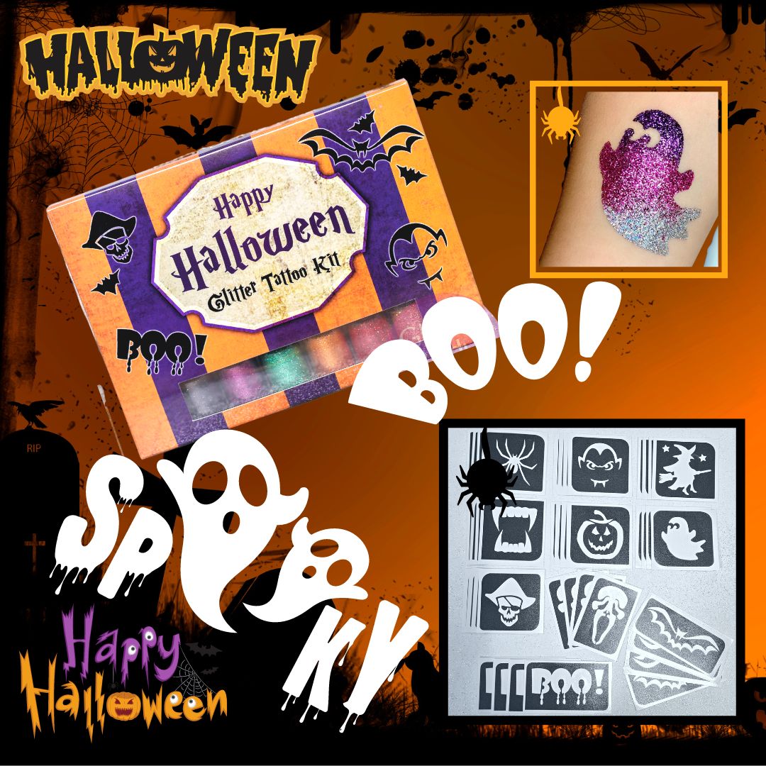 halloween glitter tattoo kit Halloween glitter tattoo kit for kids Halloween parties and events