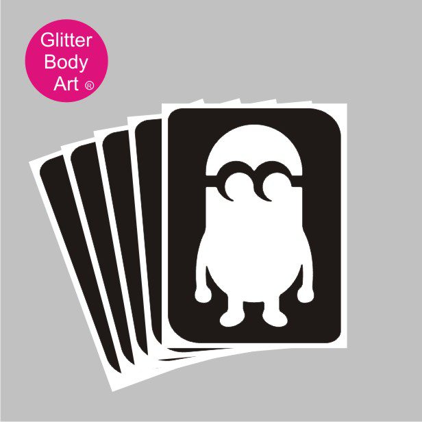 minion glitter tattoo stencil 384 Minion 2 Stencil, Minion despicable me temporary tattoo stencil