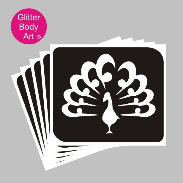 peacock_glitter_tattoo_stencil_413 beautiful peacock temporary tattoo stencil