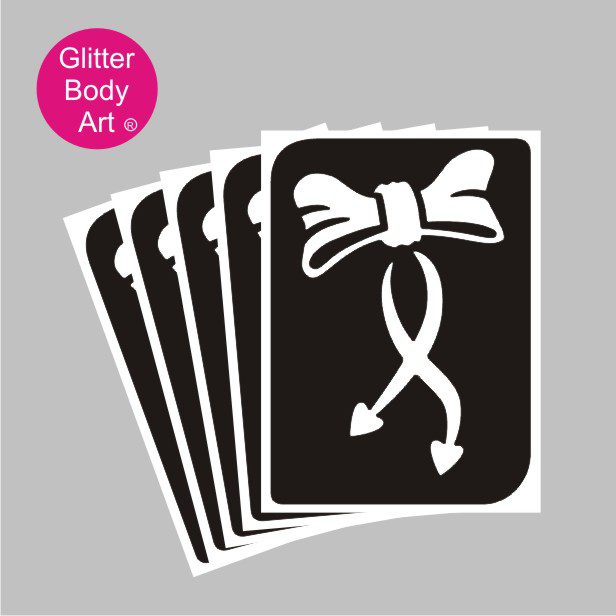 bow glitter tattoo stencil 330 bow with flowing ribbons temporary tattoo stencil