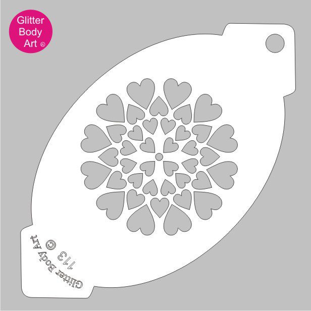 hearts_face_paint_stencil_113 circular heart design face paint stencil, henna tattoo stencil