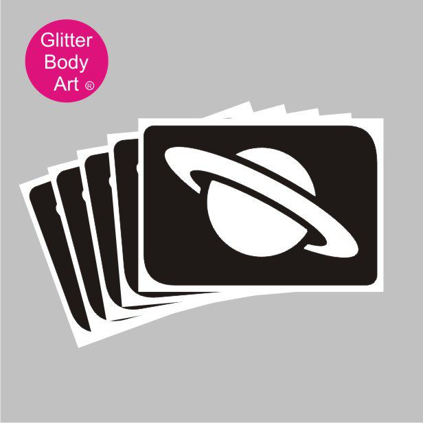 saturn glitter tattoo stencil 409 Planet Saturn temporary tattoos stencil for space party