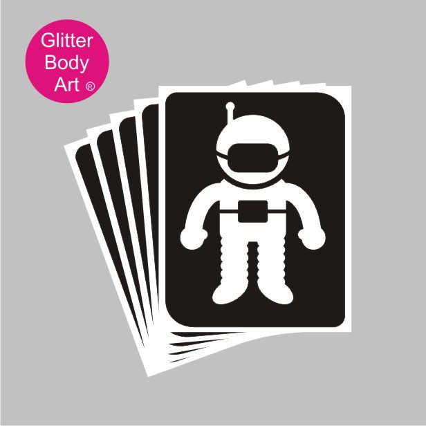 spaceman glitter tattoo stencil 410 Astronaut spaceman temporary tattoo stencils, space theme tattoos