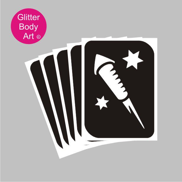 firework_glitter_tattoo_stencil_418 firework rocket temporary tattoo stencil, halloween rockets