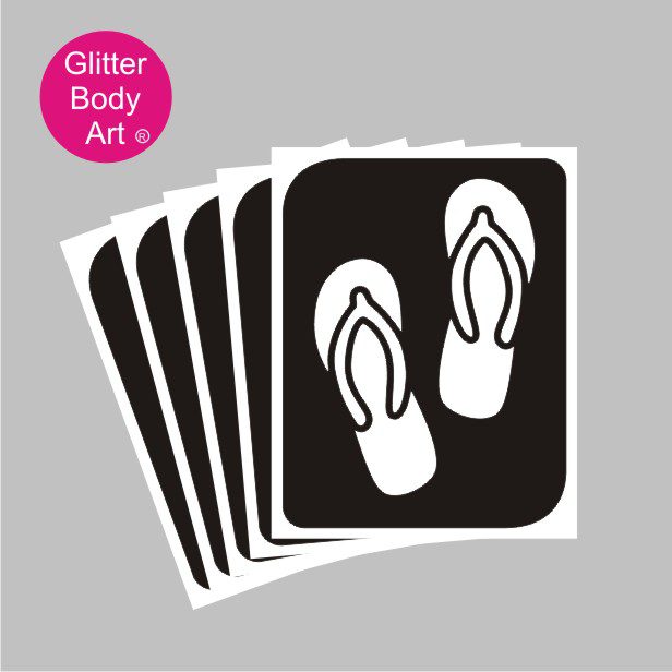 flip flop glitter tattoo stencil 414 pair of summer flip flops, Moana flipflops temporary tattoo stencil