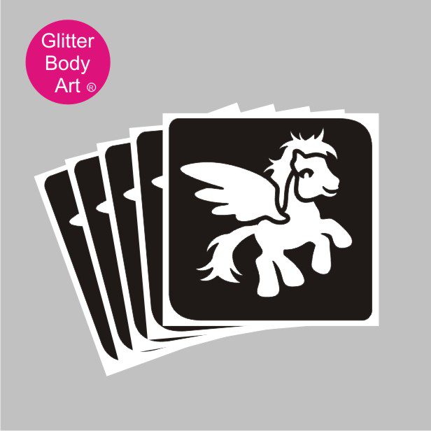 pony glitter tattoo stencil 420 My little pony with wings temporary tattoos stencil