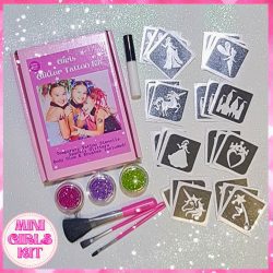 Girls pretty glitter tattoo kit to make sparkly temporary tattoos