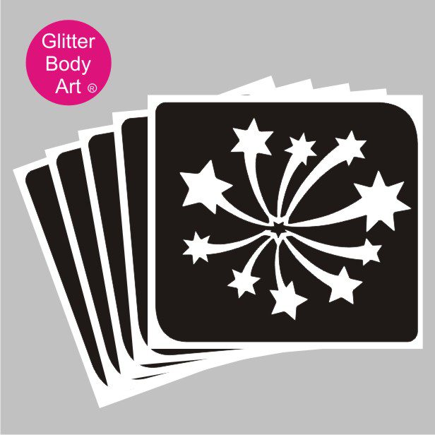 firework glitter tattoo stencil 445 Shooting firework temporary tattoo stencil,
