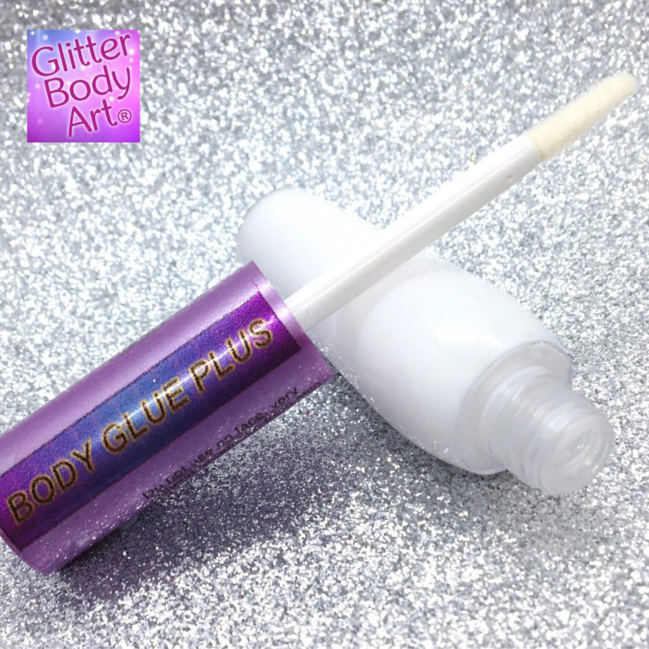 Body-Glue-Plus-8ml body glue in container with sponge applicator, glitter tattoo glue, body adhesive for glitter, prosthetics glue,