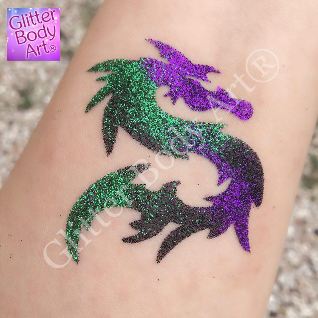 Dragon01 Boys dragon temporary tattoo stencil for making glitter tattoos