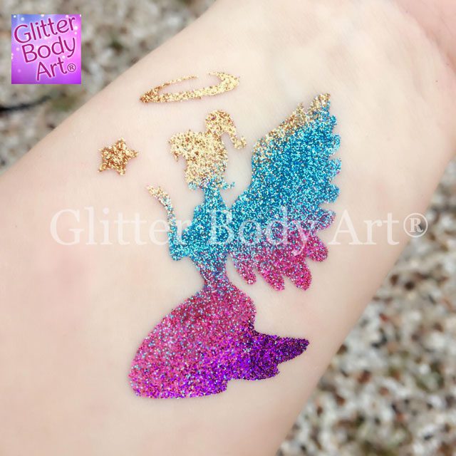 angel fairy temporary tattoo stencil, fairy party glitter tattoos, Christmas angel temporary tattoo