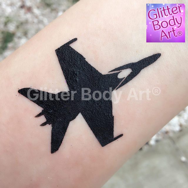 Jet RAF jet temporary tattoo stencil