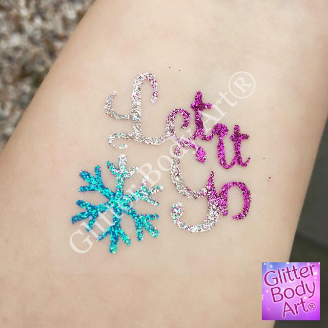 Let-it-Go let it go temporary tattoo stencil, Frozen glitter tattoos for girls