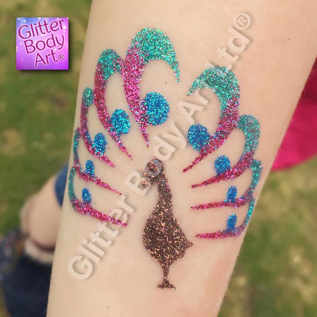 Peacock peacock glitter tattoo stencil