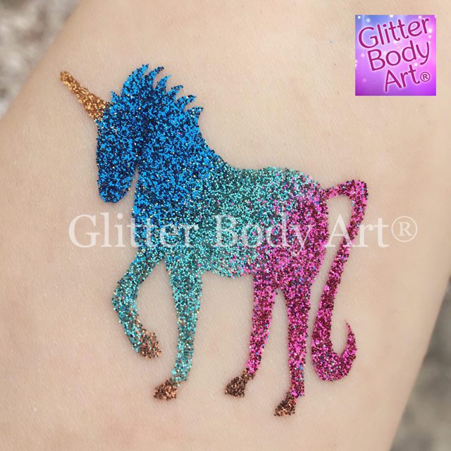 Unicorn01 unicorn temporary tattoo stencil for glitter tattoos