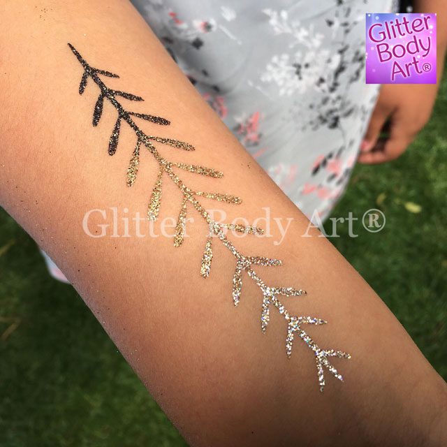 fern fern temporary tattoo stencil, elegant fern glitter tattoo stencil